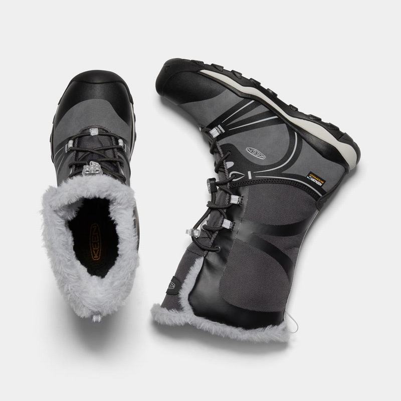 Keen Terradora Winter Waterproof Kids Winter Boots Black/Grey NZ Sale (9276-XPJZW)